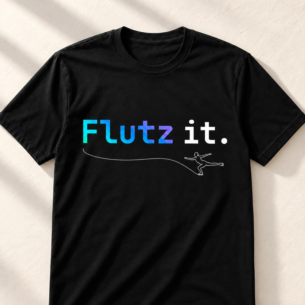 Black Flutz it. tee with an aurora print and a skater outline